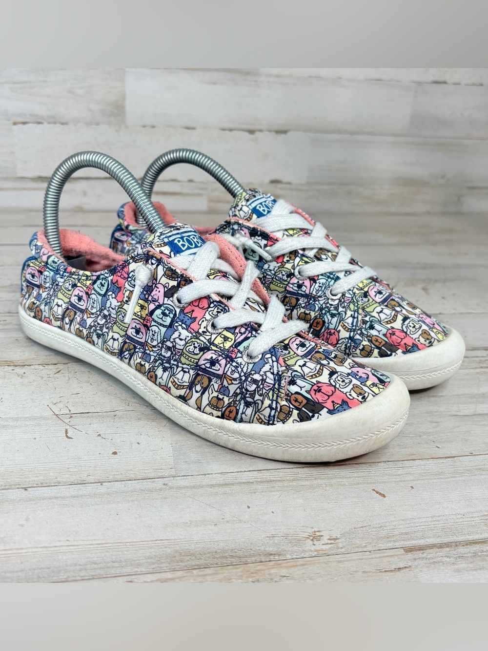 Skechers BOBS Beach Bingo Aloha Doodle Dog Print Shoes Women’s 7.5 Slip On